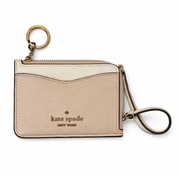 kate spade Handbags - Kate Spade New York Pebbled Leather Zip Card Holder ID Wallet Wristlet Beige